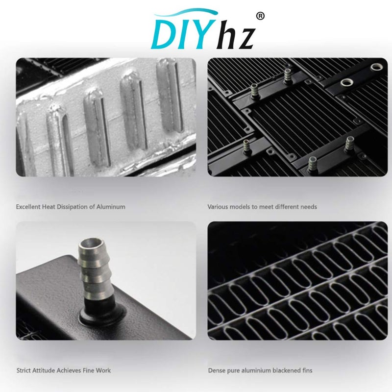 DIYhz Water Cooling Computer Radiator, 12 Pipe Aluminum Heat Exchanger Liquid Cooling Radiator Heat Sink 120mm for CPU PC Laser Water Cool System DC12V Black - Image 3